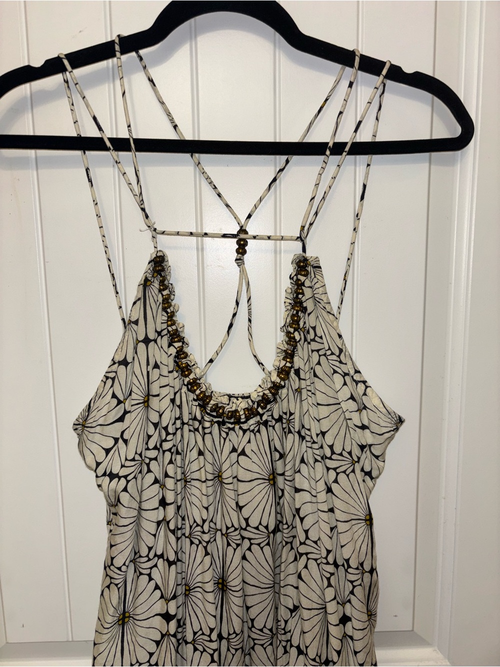 Parrot Paints for Anthropologie Kenzie Beaded Mini Dress in black white MP - Picture 4 of 11
